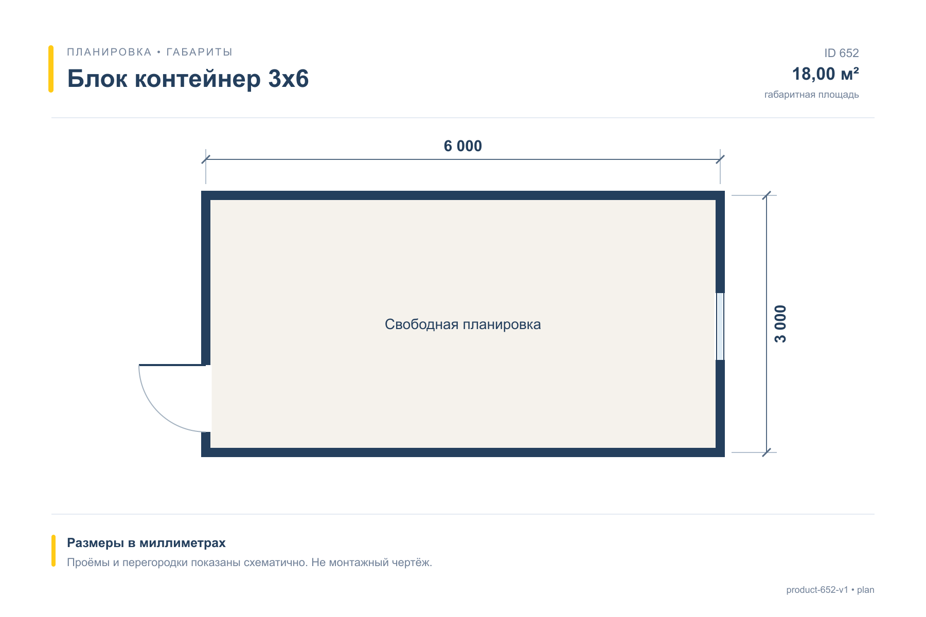 Блок контейнер 3х6 — План с размерами