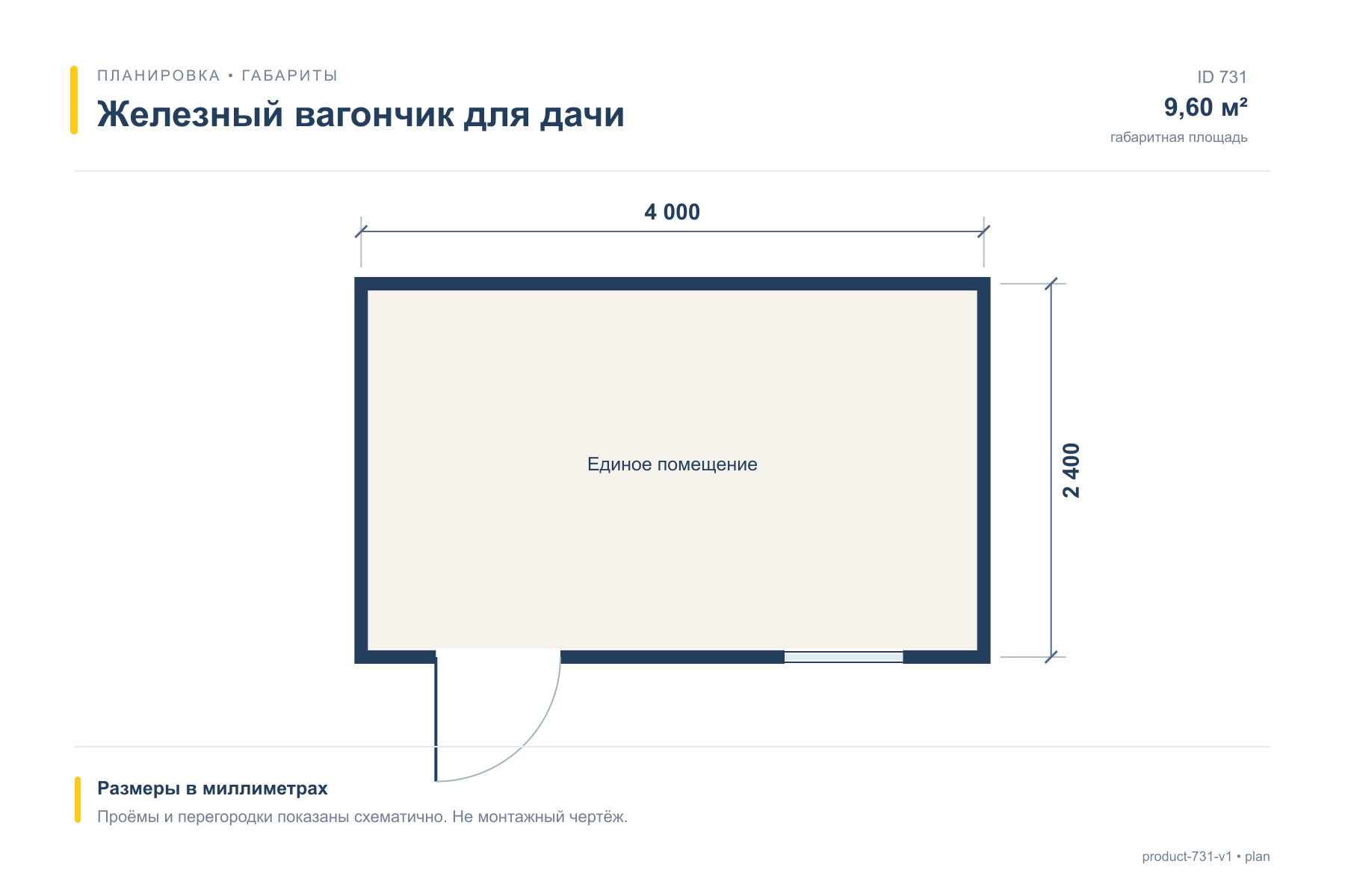 Железный вагончик для дачи — План с размерами
