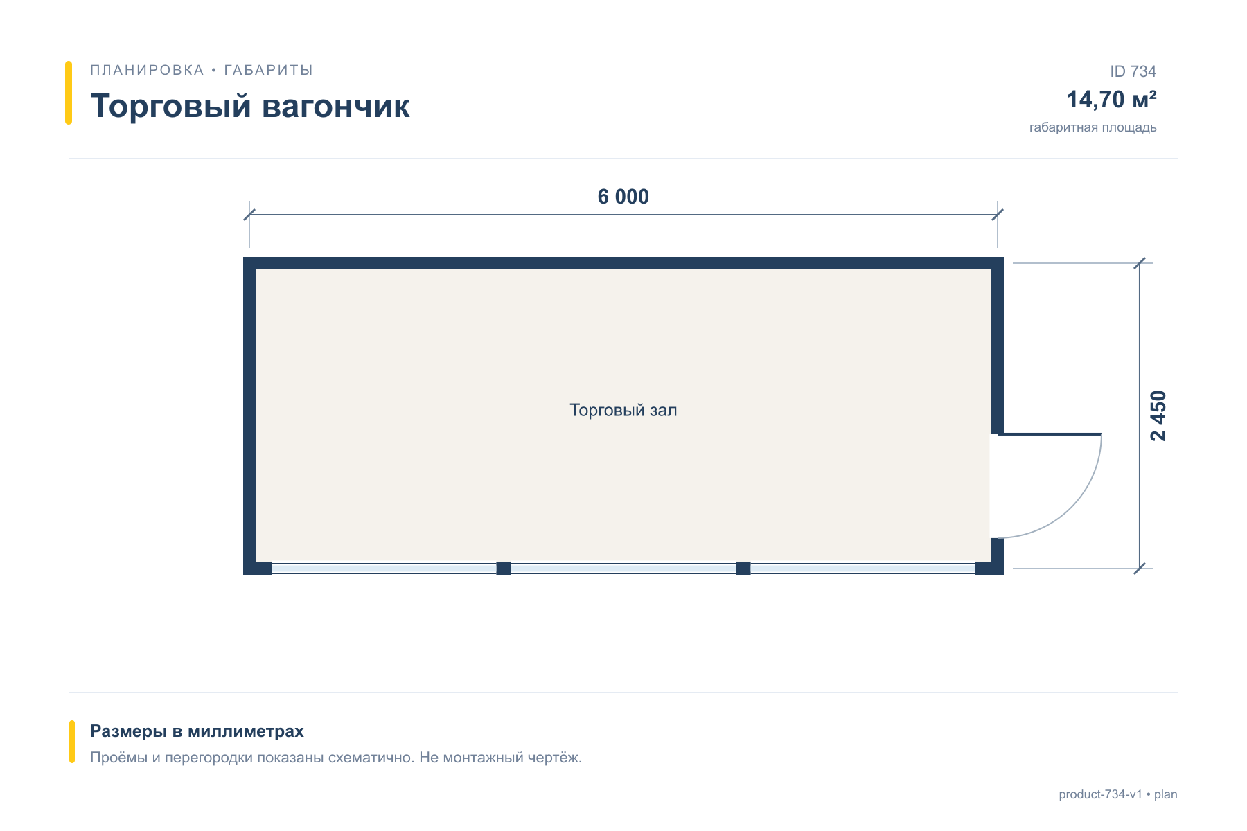 Торговый вагончик — План с размерами